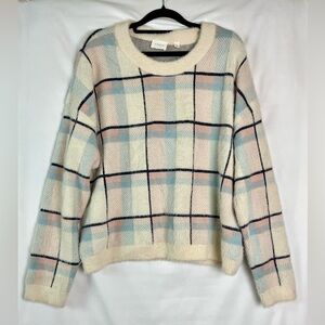 Cyrus Plaid Sweater - Cream, Blue, Pink